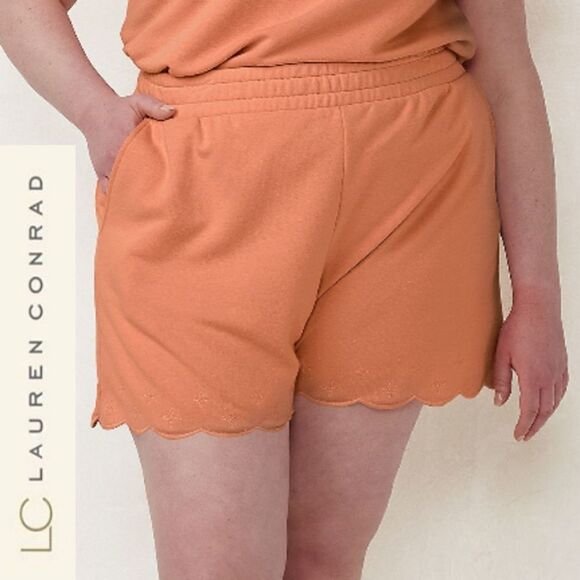 LC Lauren Conrad Scallop-Hem High-Waisted Shorts - Picture 1 of 1